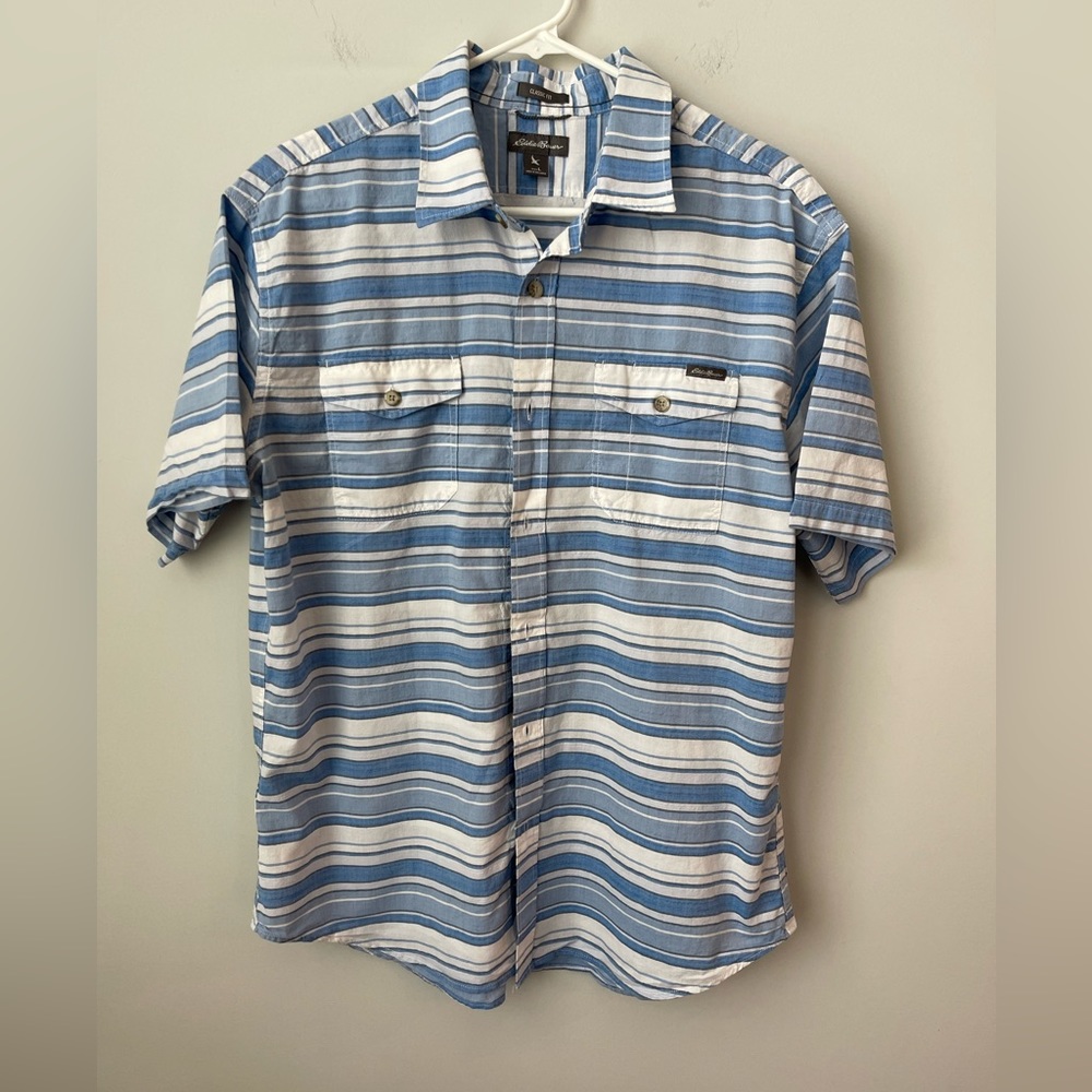 Eddie Bauer large blue & white striped
